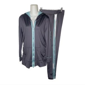 Boston Proper Gray Aqua Athletic Suit Lounge Wear Set Sz M